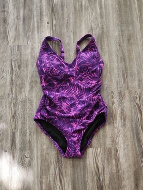 TYR Purple Leaf-Print One-Piece Swimsuit